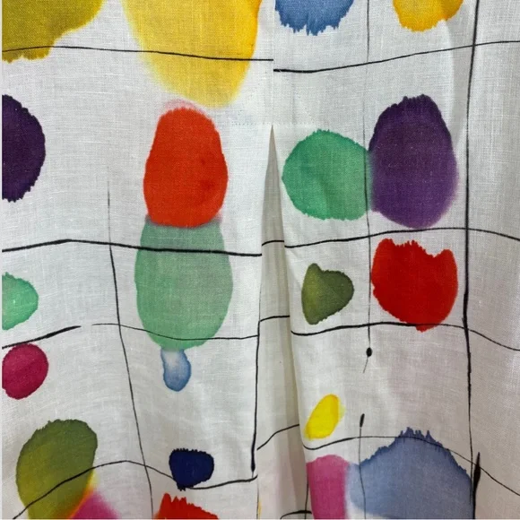 Caroline Rose White Linen Abstract Windowpane Paint Box Tunic - Picture 6 of 9